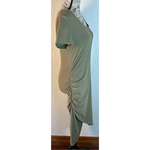 Michael Stars Olive Green Crewneck Fitted Cinched Short Sleeve Dress, Medium - Picture 4 of 9